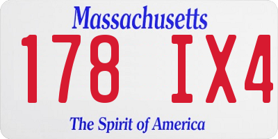 MA license plate 178IX4