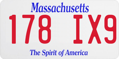 MA license plate 178IX9