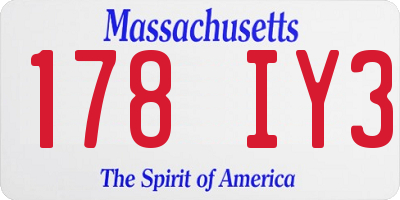 MA license plate 178IY3