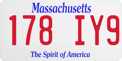 MA license plate 178IY9
