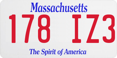 MA license plate 178IZ3