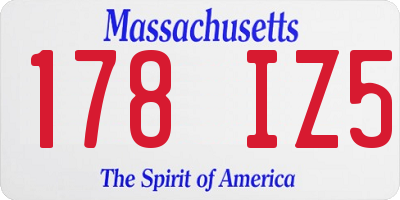 MA license plate 178IZ5