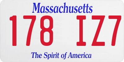 MA license plate 178IZ7