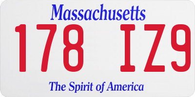 MA license plate 178IZ9