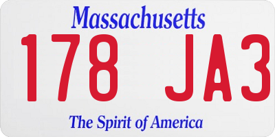 MA license plate 178JA3