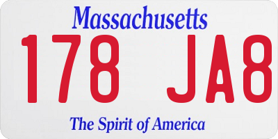 MA license plate 178JA8