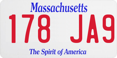 MA license plate 178JA9