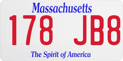 MA license plate 178JB8