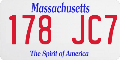 MA license plate 178JC7