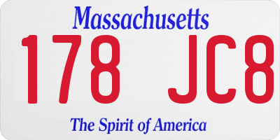 MA license plate 178JC8