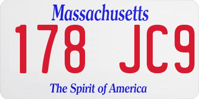 MA license plate 178JC9