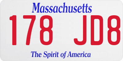 MA license plate 178JD8