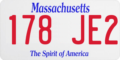 MA license plate 178JE2