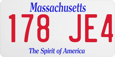 MA license plate 178JE4