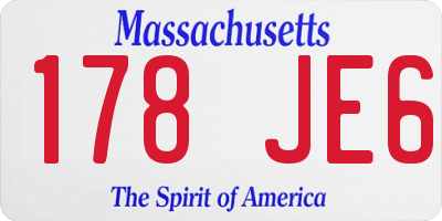MA license plate 178JE6