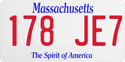 MA license plate 178JE7