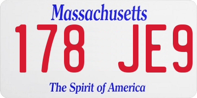 MA license plate 178JE9