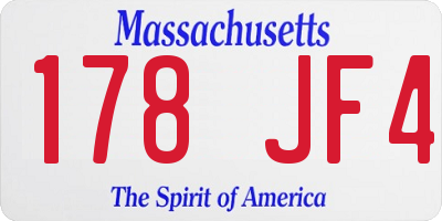 MA license plate 178JF4