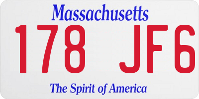 MA license plate 178JF6