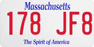 MA license plate 178JF8