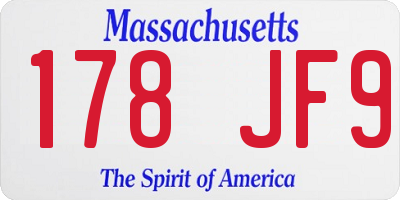 MA license plate 178JF9