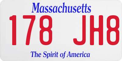 MA license plate 178JH8