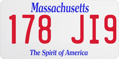 MA license plate 178JI9