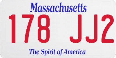 MA license plate 178JJ2