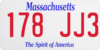 MA license plate 178JJ3