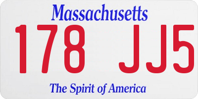 MA license plate 178JJ5