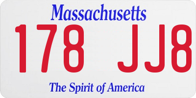 MA license plate 178JJ8