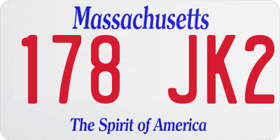 MA license plate 178JK2