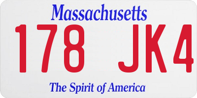 MA license plate 178JK4