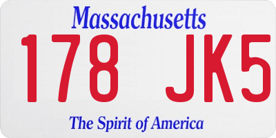 MA license plate 178JK5