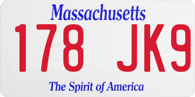 MA license plate 178JK9