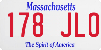 MA license plate 178JL0