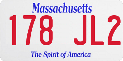 MA license plate 178JL2