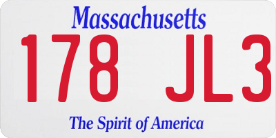 MA license plate 178JL3