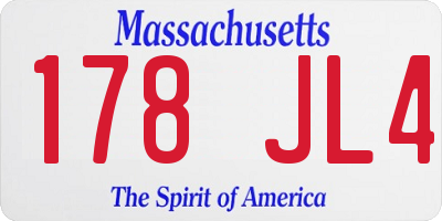 MA license plate 178JL4