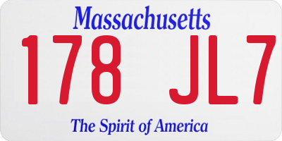 MA license plate 178JL7