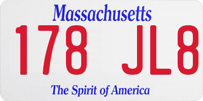 MA license plate 178JL8