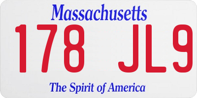 MA license plate 178JL9