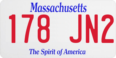 MA license plate 178JN2