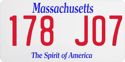MA license plate 178JO7