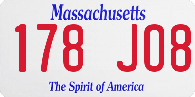 MA license plate 178JO8