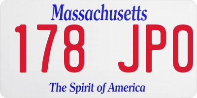 MA license plate 178JP0