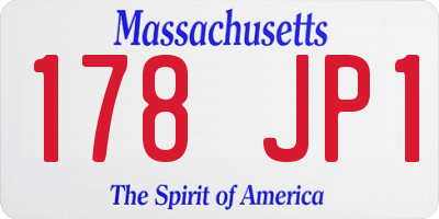 MA license plate 178JP1