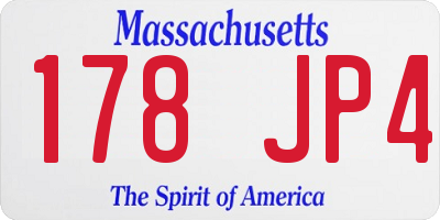 MA license plate 178JP4