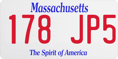 MA license plate 178JP5