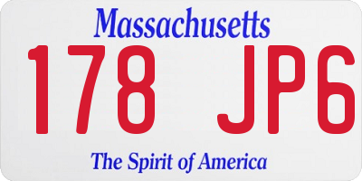 MA license plate 178JP6